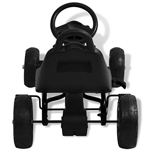 vidaXL Kart de Pedales Negro Neumáticos Coche Infantil Juguete Correpasillos