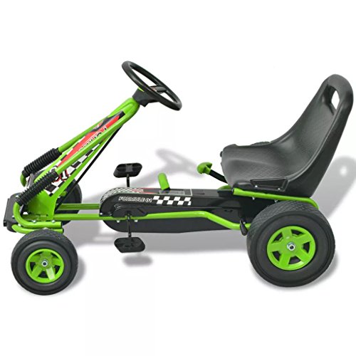 vidaXL Kart Pedales Ajustable Niños Verde Coche Cart Go-Kart Juguete Infantil