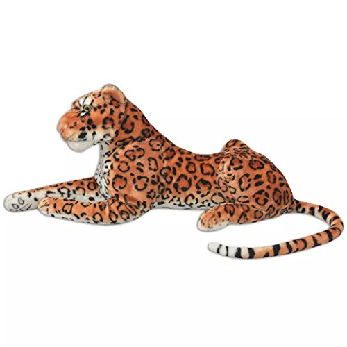 vidaXL Leopardo de Peluche Gigante Marrón XXL Animal Blando Decoración Juguete