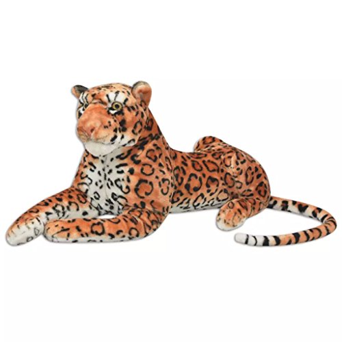 vidaXL Leopardo de Peluche Gigante Marrón XXL Animal Blando Decoración Juguete