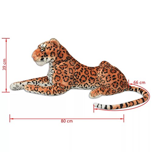 vidaXL Leopardo de Peluche Gigante Marrón XXL Animal Blando Decoración Juguete