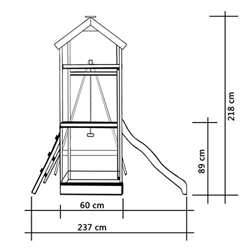 vidaXL Parque Infantil con Tobogán Escaleras y Columpio Madera Juego de Niños