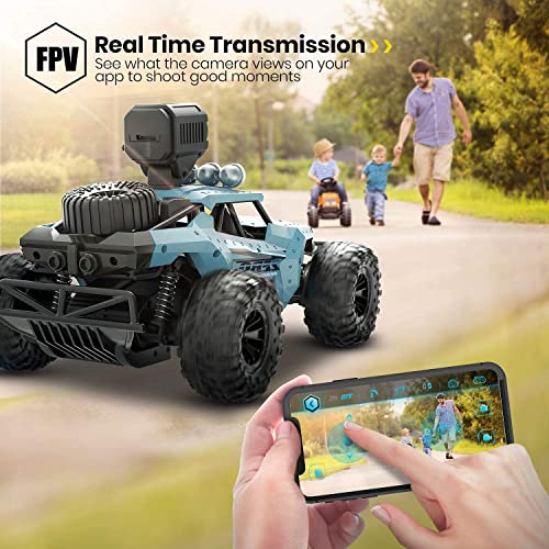 Visual Wireless RC Off-Road Vehicle Vehicle WiFi High Speed RC Escalada Coche 1/16 Scale RC Car con 720p HD FPV Cámara de FPV Al Aire Libre RC Drift Car Boy Toy Coche Regalos para niños