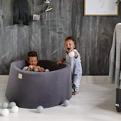 Vivisence Piscina De Bolas Para Niños + 300 Bolas Hecho En La UE 90X40, Gris Oscuro: Turquesa/Gris/Blanco,90/40