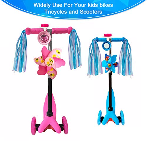 Vockvic Manillar Serpentinas 2 Piezas, Campanas de Bicicleta para Niños, Azul Bicicleta Streamer Borla de Cinta, Kid 's Bicicleta Cinta de Manillar Bicicletas Accesorios para Niños Niña