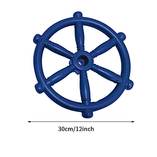 Volante de patio de recreo, volante swingset, rueda de barco pirata náutico playa barco barco volante para Jungle Gym Accesorios de patio al aire libre (azul)