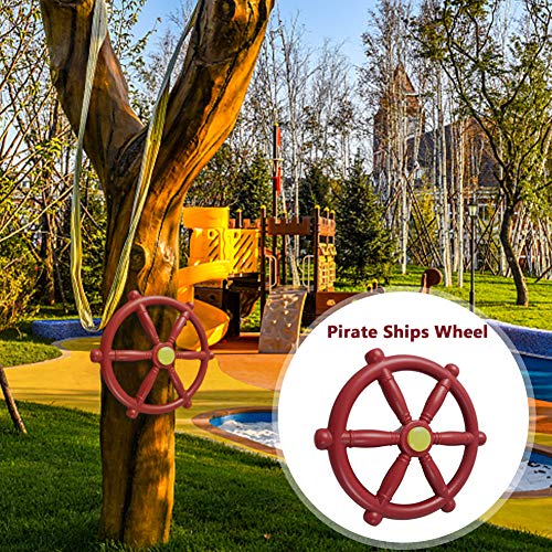 Volante de patio de recreo, volante swingset, rueda de barco pirata náutico playa barco barco volante para Jungle Gym Accesorios de patio al aire libre (azul)