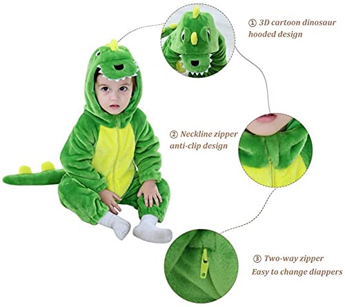 Volunboy Disfraz de Dinosaurio Dragon Niño,Mono Infantil de Carnaval Navideño con Animales (2-3 Años, Verde)