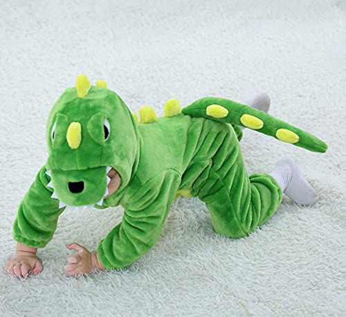 Volunboy Disfraz de Dinosaurio Dragon Niño,Mono Infantil de Carnaval Navideño con Animales (2-3 Años, Verde)