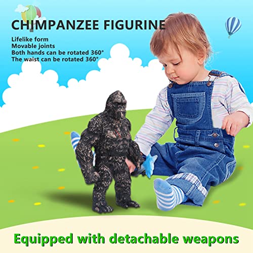 Voluxe Orangutan Figurine, modelo de chimpancé articulaciones móviles simuladas para jardín de infantes para niños niño para el hogar (D08 Chimpancé)