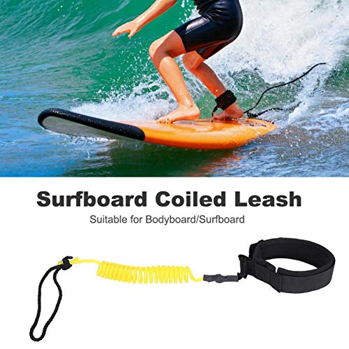 Voluxe Tabla en Espiral, Tabla de Paddle Surf cómoda Correa Flexible para Mujeres para Tabla de Surf para Hombres para Bodyboard(Yellow)