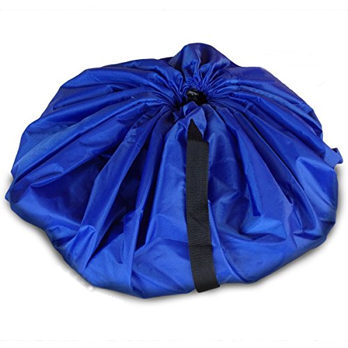 VStoy Alfombra de Juego con fácil Almacenamiento, se pliega en un Bolso Bandolera (Ideal para Lego, Duplo y Otros Juguetes de los niños para Recoger rápidamente)(Grande - 150 cm) (Azul)