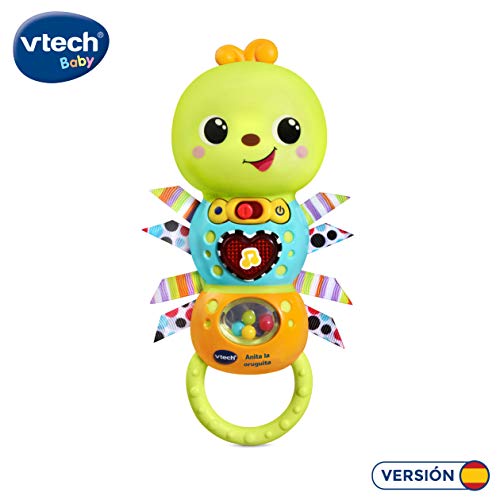 VTech- Anita la oruguita Sonajero electrónico Interactivo con Voz y Luces, Color (3480-527822)