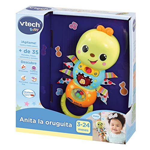 VTech- Anita la oruguita Sonajero electrónico Interactivo con Voz y Luces, Color (3480-527822)