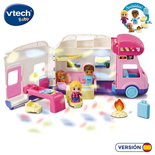 VTech - Caravana de Aventuras TutTut Amigos, Coche Interactivo con Diversos Accesorios y Elementos para manipular, aprende Vocabulario, música, Incluye 3 Personajes