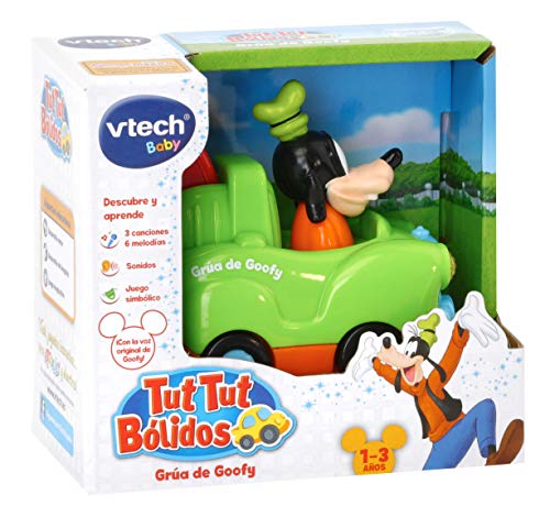 VTech- TutTut Bólidos Disney Mickey & Friends Grúa, Coche Interactivo con Música, Color Verde (TTB Goofy)