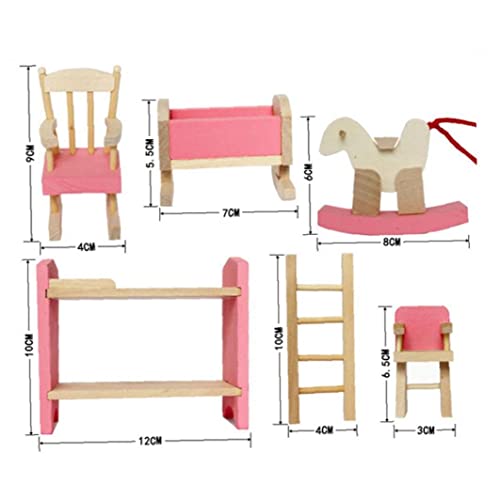 VusiElag Conjunto de Muebles de Madera en Miniatura Incluye Silla de litera para niños, niños, casa, Mini Muebles de Juguete