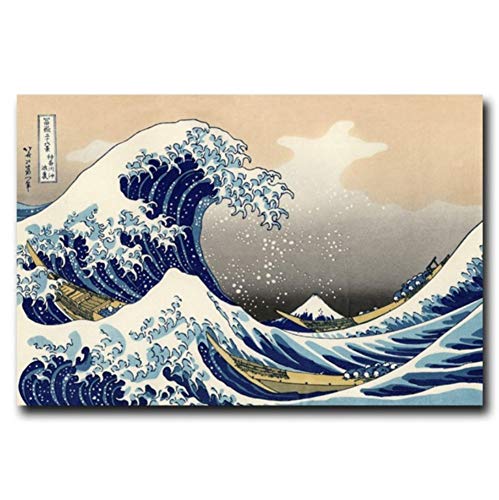 WACYDSD HD Imprimir Cartel De La Lona Decoración del Hogar 1 Unids Katsushika Hokusai Gran Ola Off Kanagawa Vistas del Monte Fuji Pintura Imagen De Arte De Pared Sin Marco