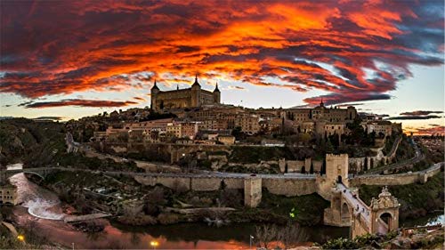 WACYDSD Pintar por números Toledo españa Paisaje Pintura al óleo Pintada a Mano DIY para Las Ilustraciones caseras de la decoración de la Pared sin Marco