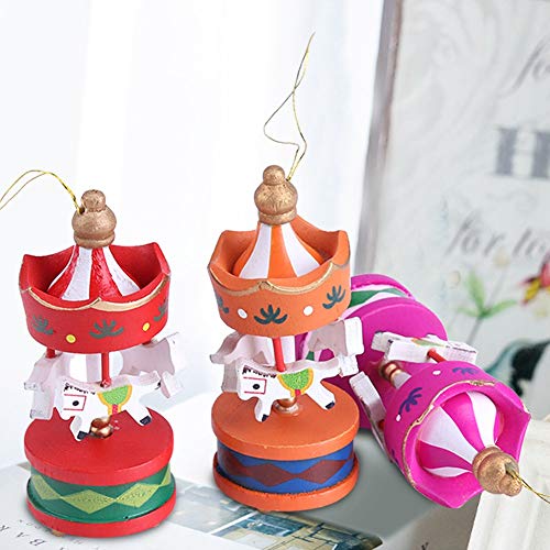 Wandisy Venta Loca Carrusel de Madera Caballo Oramento Novedad Merry-Go-Round Decoración de la habitación de Navidad Regalo para niños