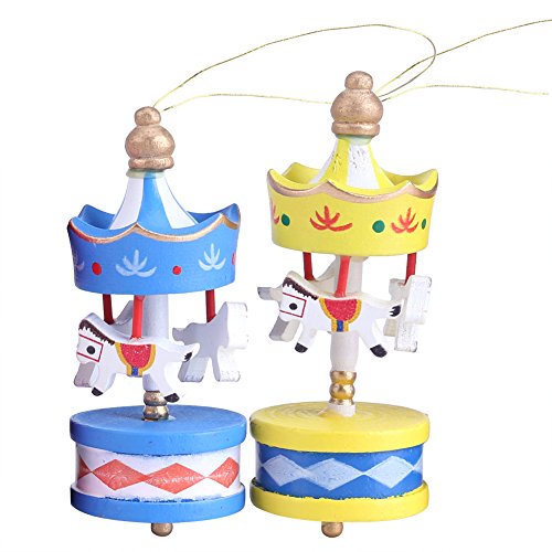 Wandisy Venta Loca Carrusel de Madera Caballo Oramento Novedad Merry-Go-Round Decoración de la habitación de Navidad Regalo para niños