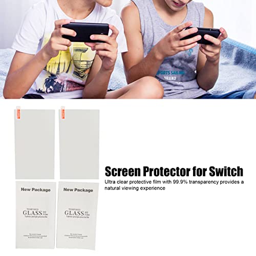 WANZSC 2Pcs Protector de Pantalla de Consola de Juegos Película de Vidrio Templado Transparente para Interruptor de Consolas de Juegos