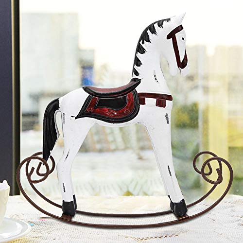 WANZSC Caballo mecedor de Madera Tallado Pintado para niños Juguete de Regalo Decoración de Mesa Caballos mecedores Accesorios para Montar para niños Figuras de Juguete Interactivo(Blanco)