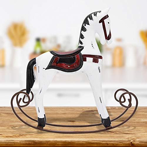 WANZSC Caballo mecedor de Madera Tallado Pintado para niños Juguete de Regalo Decoración de Mesa Caballos mecedores Accesorios para Montar para niños Figuras de Juguete Interactivo(Blanco)