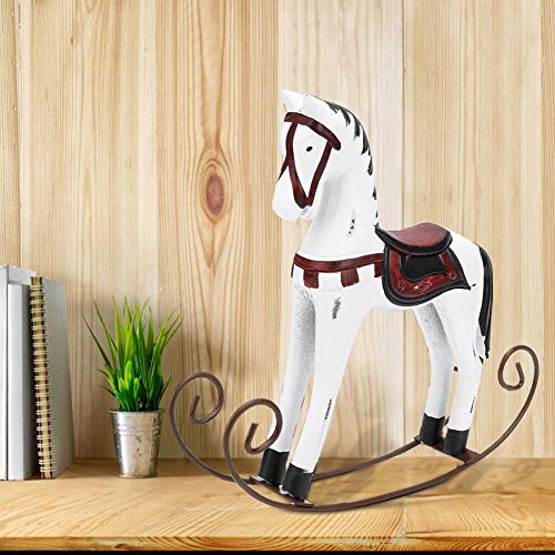 WANZSC Caballo mecedor de Madera Tallado Pintado para niños Juguete de Regalo Decoración de Mesa Caballos mecedores Accesorios para Montar para niños Figuras de Juguete Interactivo(Blanco)