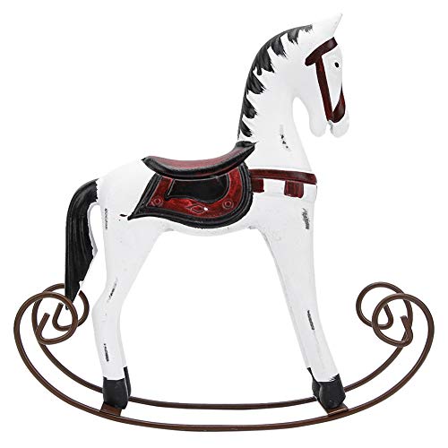 WANZSC Caballo mecedor de Madera Tallado Pintado para niños Juguete de Regalo Decoración de Mesa Caballos mecedores Accesorios para Montar para niños Figuras de Juguete Interactivo(Blanco)