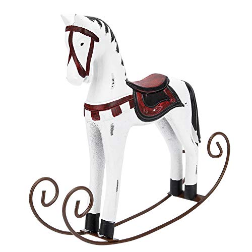 WANZSC Caballo mecedor de Madera Tallado Pintado para niños Juguete de Regalo Decoración de Mesa Caballos mecedores Accesorios para Montar para niños Figuras de Juguete Interactivo(Blanco)