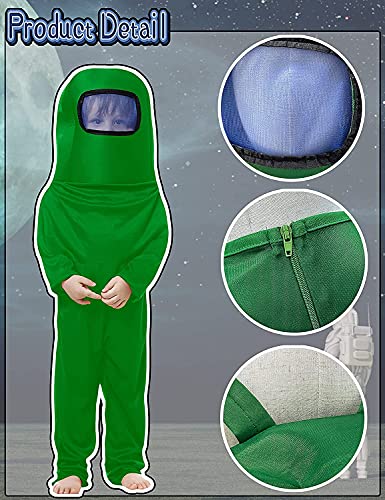 Waslary Disfraz infantil de astronauta espacial, mono con mochila, máscara, disfraz infantil, disfraz infantil, juego de rol, para niños, Halloween, cosplay, carnaval, fiesta de cumpleaños (verde, L)