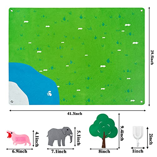 WATINC Fieltro Storyboard Zoo 42p 3.5Ft Preescolar Wild Jungle Animals Storytelling Franela Tablero Safari Animales Aprendizaje temprano Kit de Juego Educativo Colgante Juguetes