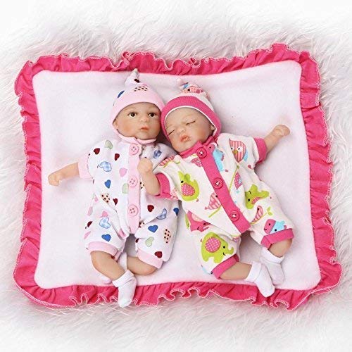 WEHQ Rebirth Doll, Juguetes para niños Lovely Tiny 8 Pulgadas 20cm Realista Reborn Baby Doll Vinilo de Silicona Duro Niñas Gemelos Pequeños bebés Tamaño de la Palma