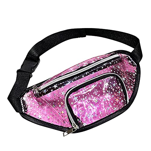 WEIBM El bolso del gimnasio de los deportes de las mujeres imprimió el bolso transparente del pecho del bolso del mensajero de la jalea de la estrella de cinco puntas(Morado,30X7X5)