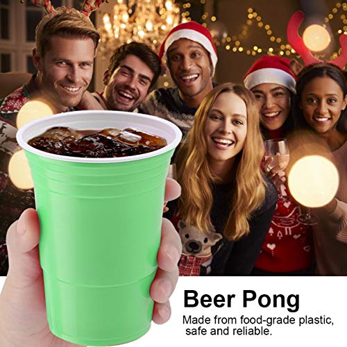 Weikeya 25PCS Party Cups, Beer Pong Set Juego De Beber Beer Pong Juego De Vasos Beer Pong con Buena Resistencia Al Agrietamiento para Beer Pong Flip Cup O Uso Novedoso(Verde)