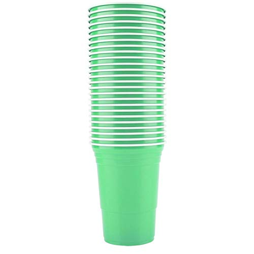 Weikeya 25PCS Party Cups, Beer Pong Set Juego De Beber Beer Pong Juego De Vasos Beer Pong con Buena Resistencia Al Agrietamiento para Beer Pong Flip Cup O Uso Novedoso(Verde)