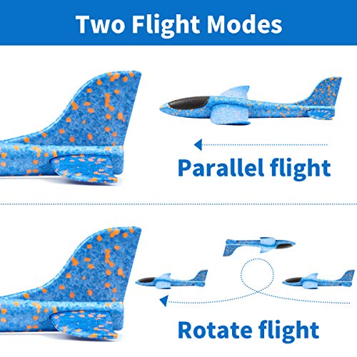 welltop Aviones planeadores, Juguetes de avión de Espuma Kits de Modelos de Juguete de avión de Papel Manual para niños niñas niños Deporte al Aire Libre, 2 Modos de Vuelo