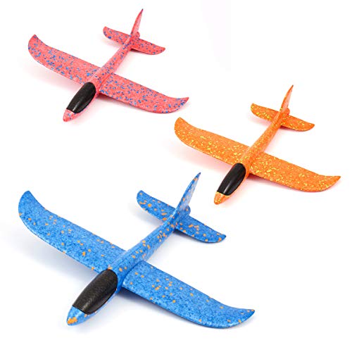 welltop Aviones planeadores, Juguetes de avión de Espuma Kits de Modelos de Juguete de avión de Papel Manual para niños niñas niños Deporte al Aire Libre, 2 Modos de Vuelo