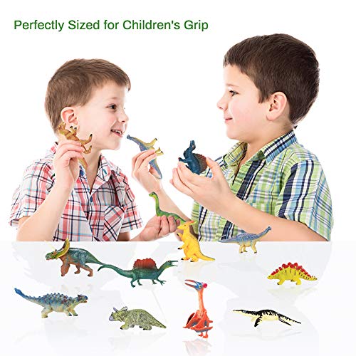 welltop Pack de Dinosaurios de 12, Mini Figuras de Dinosaurios Suministros educativos de Dinosaurios realistas para Fiestas de 3 años Que Incluyen Tyrannosaurus Rex