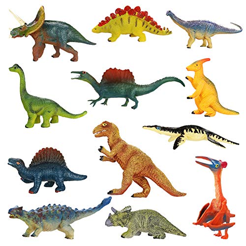 welltop Pack de Dinosaurios de 12, Mini Figuras de Dinosaurios Suministros educativos de Dinosaurios realistas para Fiestas de 3 años Que Incluyen Tyrannosaurus Rex