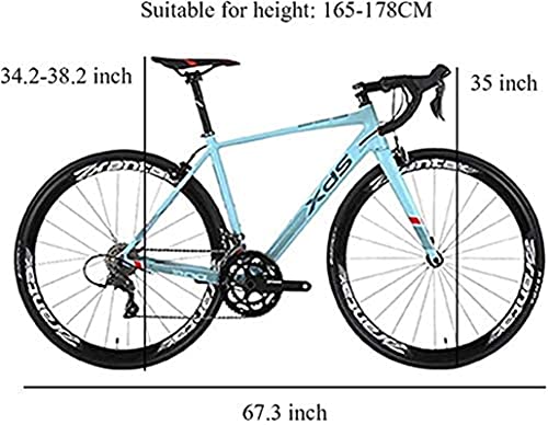 WENHAO Bicicleta de carretera, carreras adultos de 16 velocidades, 480 mm Marco de aleación de aluminio ligero de 480 mm Ciudad de cercanías dedicada, ideal for viajes de carretera fuera de carretera