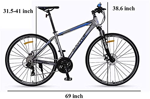 WENHAO Bicicleta de carretera for adultos, 27 bicicletas de velocidad con un tenedor de suspensión, frenos de disco mecánico, liberación rápida Bicicleta de cercanías urbanas, 700c (color: gris)