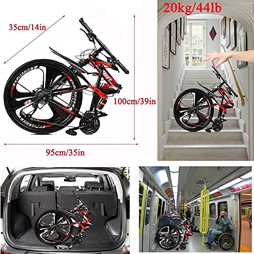 WENHAO Ciudad Bicicleta Unisex Plegable Montaña Bicicleta Adultos Mini Ligero for Hombres Mujeres Adolescentes Señoras Con Asiento Ajustable, Marco De Aleación De Aluminio, Ruedas De 26 Inch Brakes De