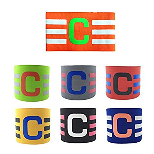 wenhaoyu 7 piezas brazalete de Capitán de Fútbol de fútbol Capitanes Brazalete Junior elástica captainbands para niños y adultos, Velcro para, tamaño ajustable, apto varios juegos de pelota deportes