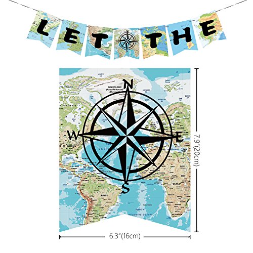 WERNNSAI Artículos Decoración de Fiesta Pancartas de Aventuras Bon Voyage Let The Adventure Begin Banner Bandera para Fiestas de Cumpleaños Baby Shower Graduación Jubilación Tema de Viajes Mundiales