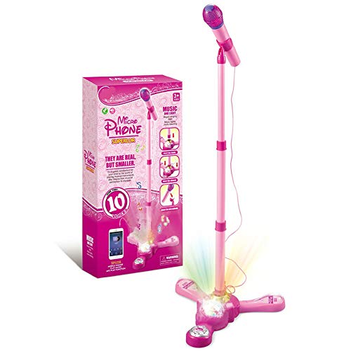 WETCEAOM - Micrófono infantil con pie para karaoke infantil (rosa)