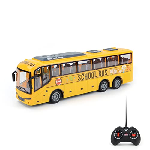 Wharick Vehículos de coche de control remoto de autobús escolar RC, autobús de la ciudad Juguete clásico del autobús del bebé del control remoto del coche del autobús escolar para los niños amarillo