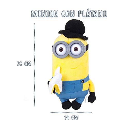 Whitehouse Peluche Minion Disfrazado Peluche Minion con Gafas de Plástico, Peluche Suave y blandito (Minion con Platano)