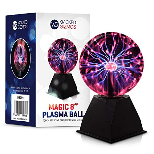 WICKED GIZMOS - Bola de plasma mágica de 8 pulgadas, esfera de cristal sensible al tacto, esfera de relámpago, diseño clásico de San Valentín, juguete retro divertido para él, gadget lámpara de regalo